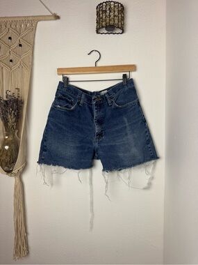 Dark Blue Denim Cutoff Shorts - Women's Relaxed Fit